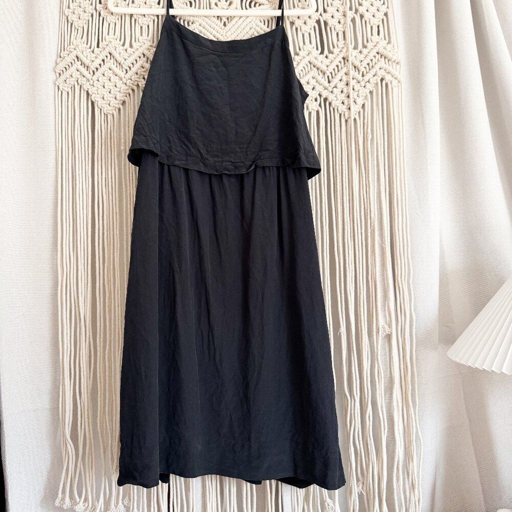 Madewell Black Silk Overlay Cami Midi Dress Sleeveless Size 10 GUC